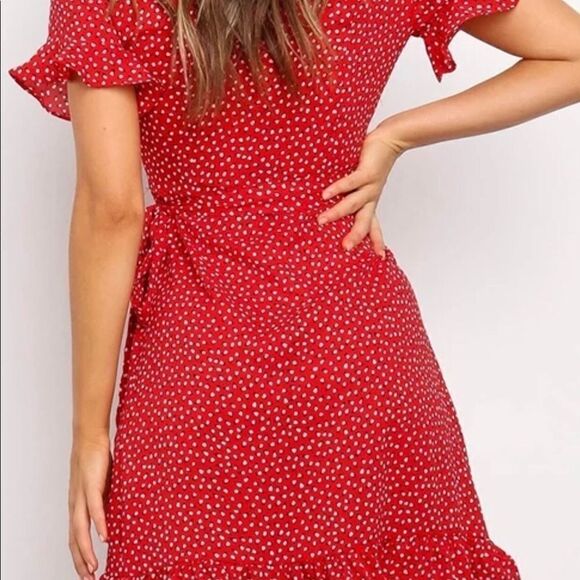 Wrap mini dress red NWOT - Picture 5 of 10